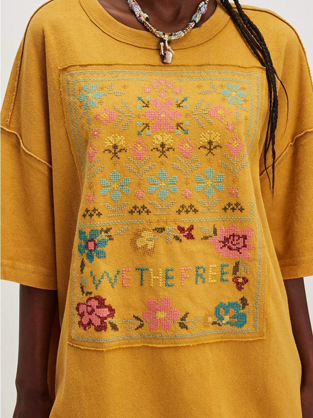 Free People Cross-stitch tee XS